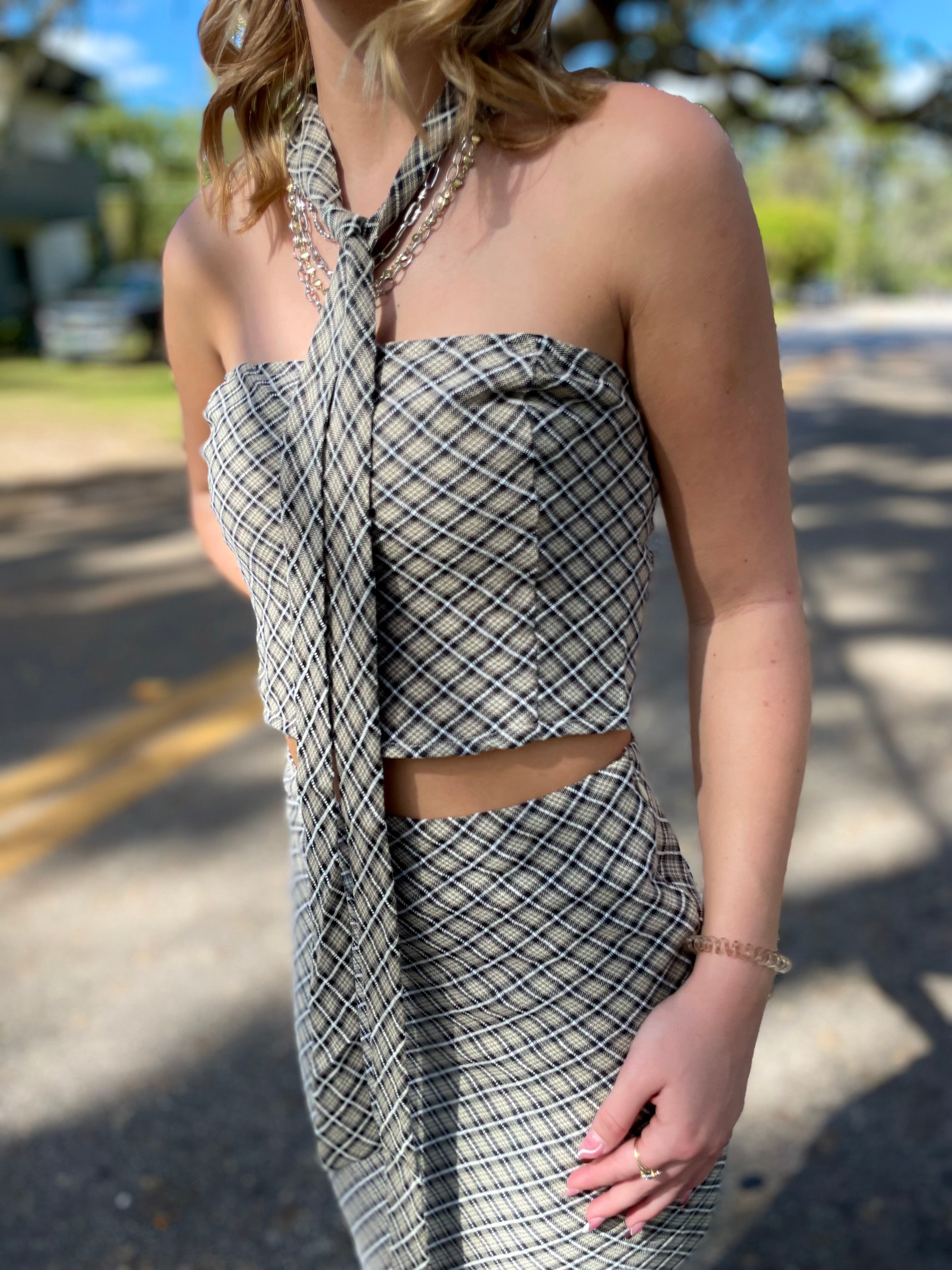 Bridget Plaid Tube Top