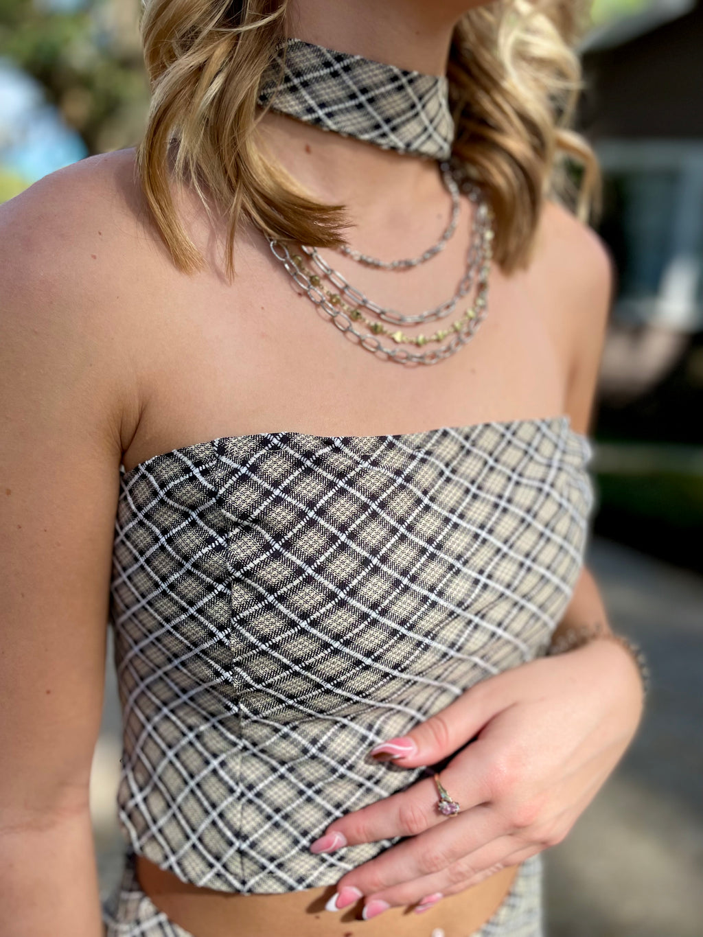 Bridget Plaid Tube Top