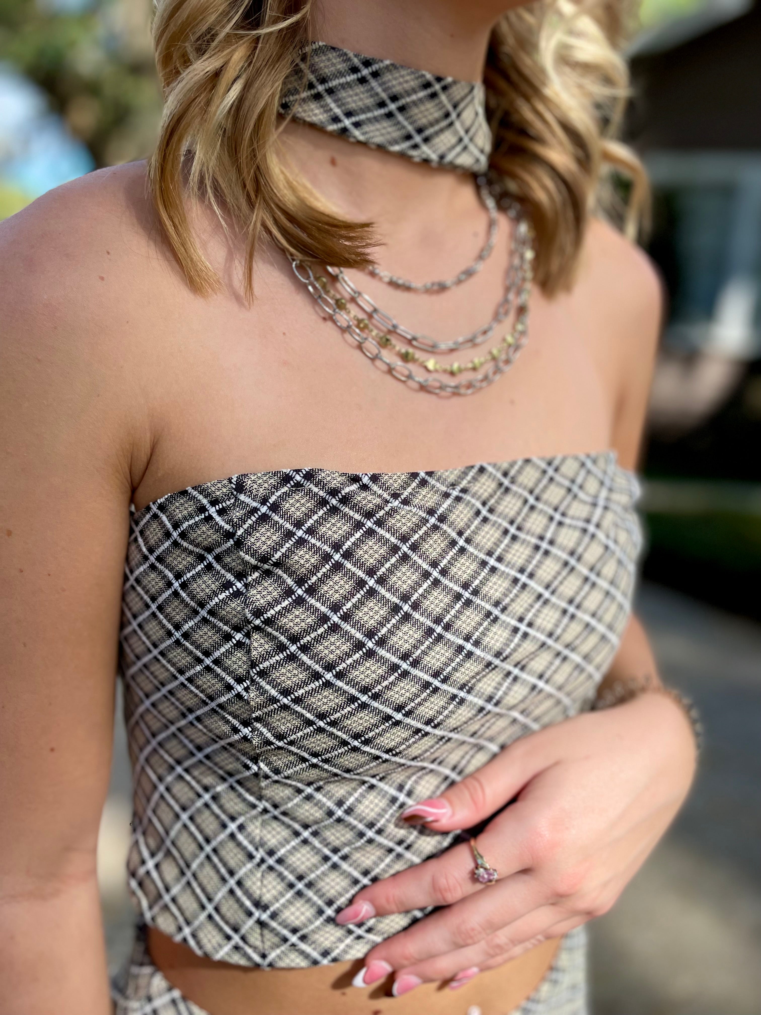Bridget Plaid Tube Top