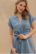 Emily chambray mini shirt dress