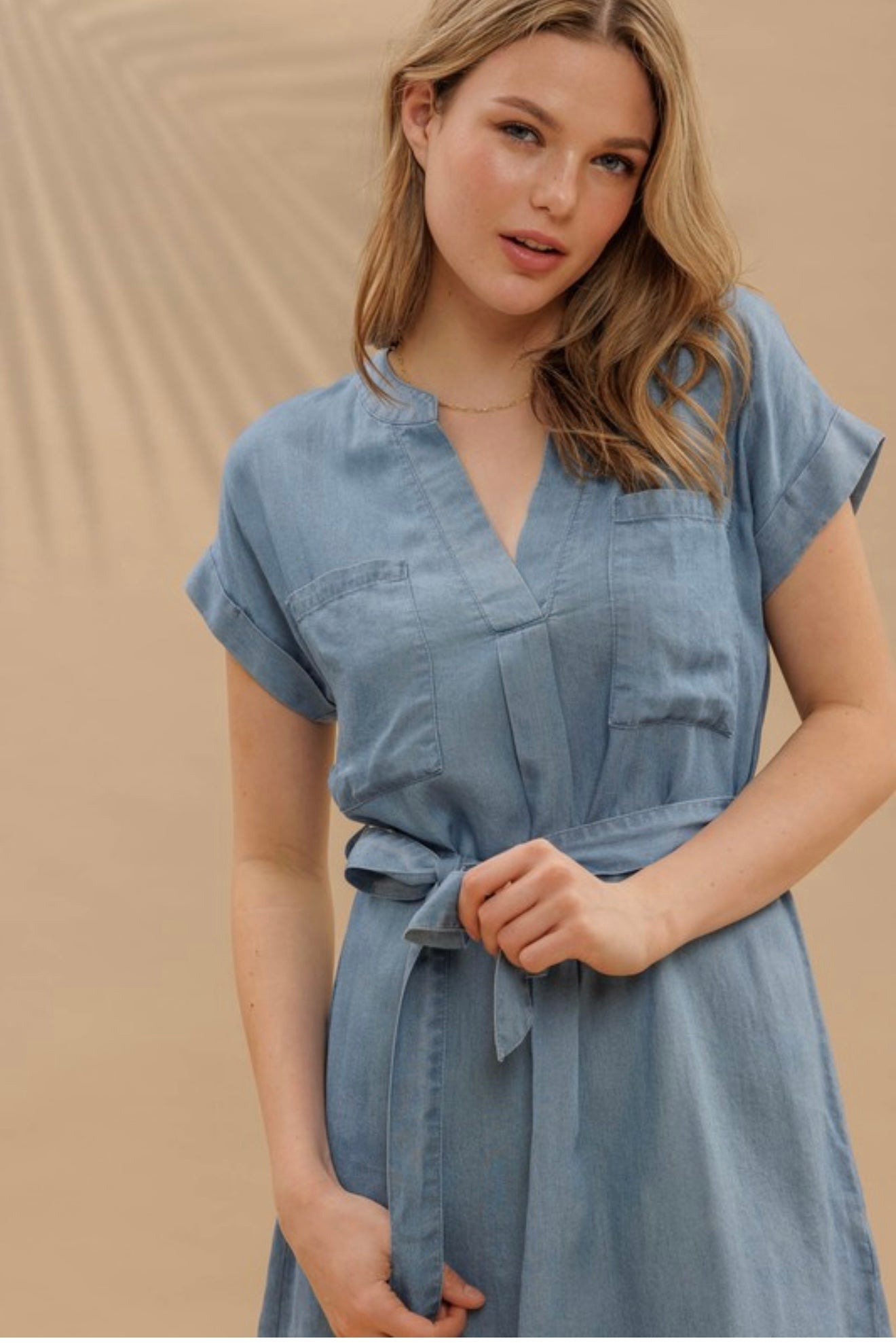 Emily chambray mini shirt dress