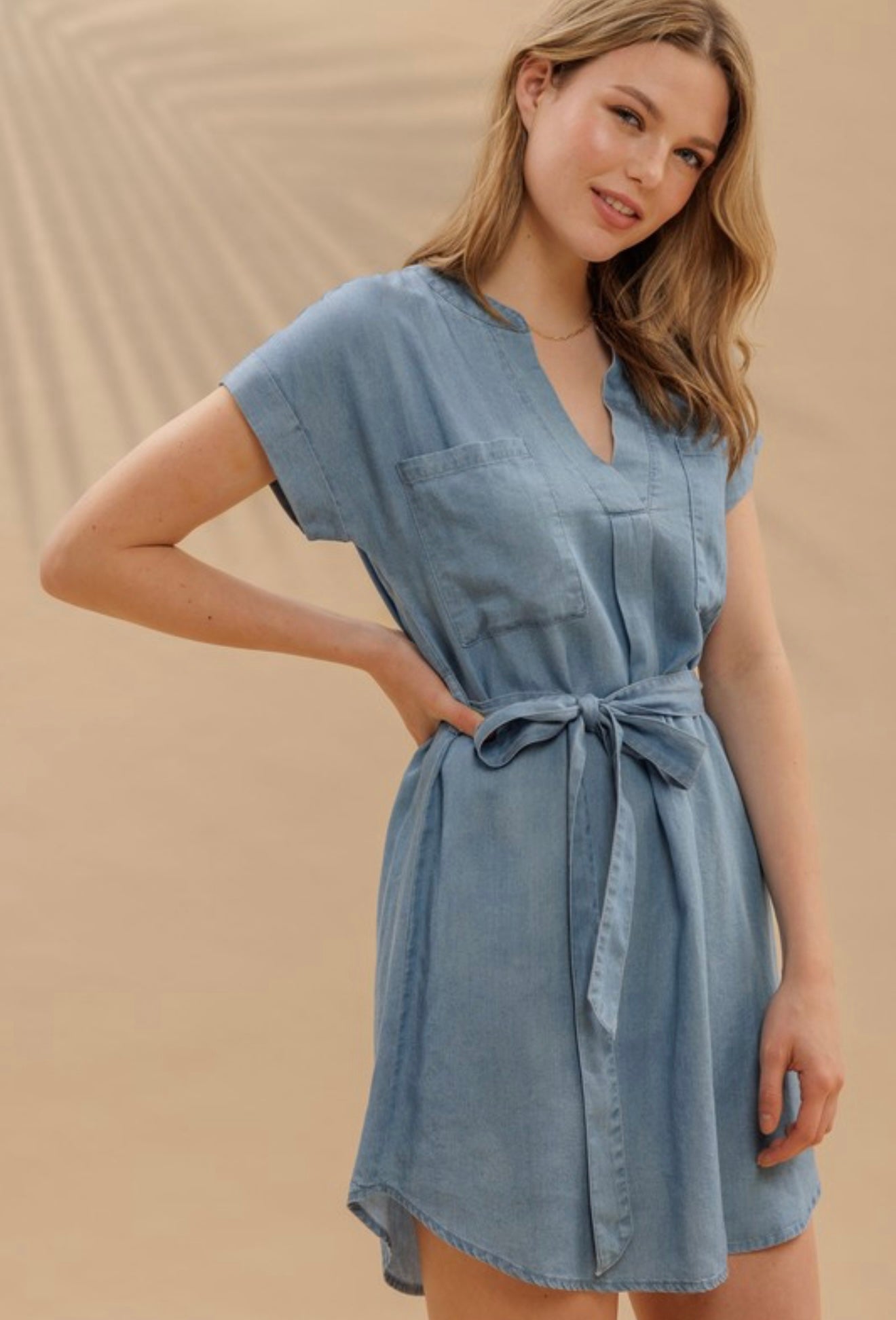Emily chambray mini shirt dress