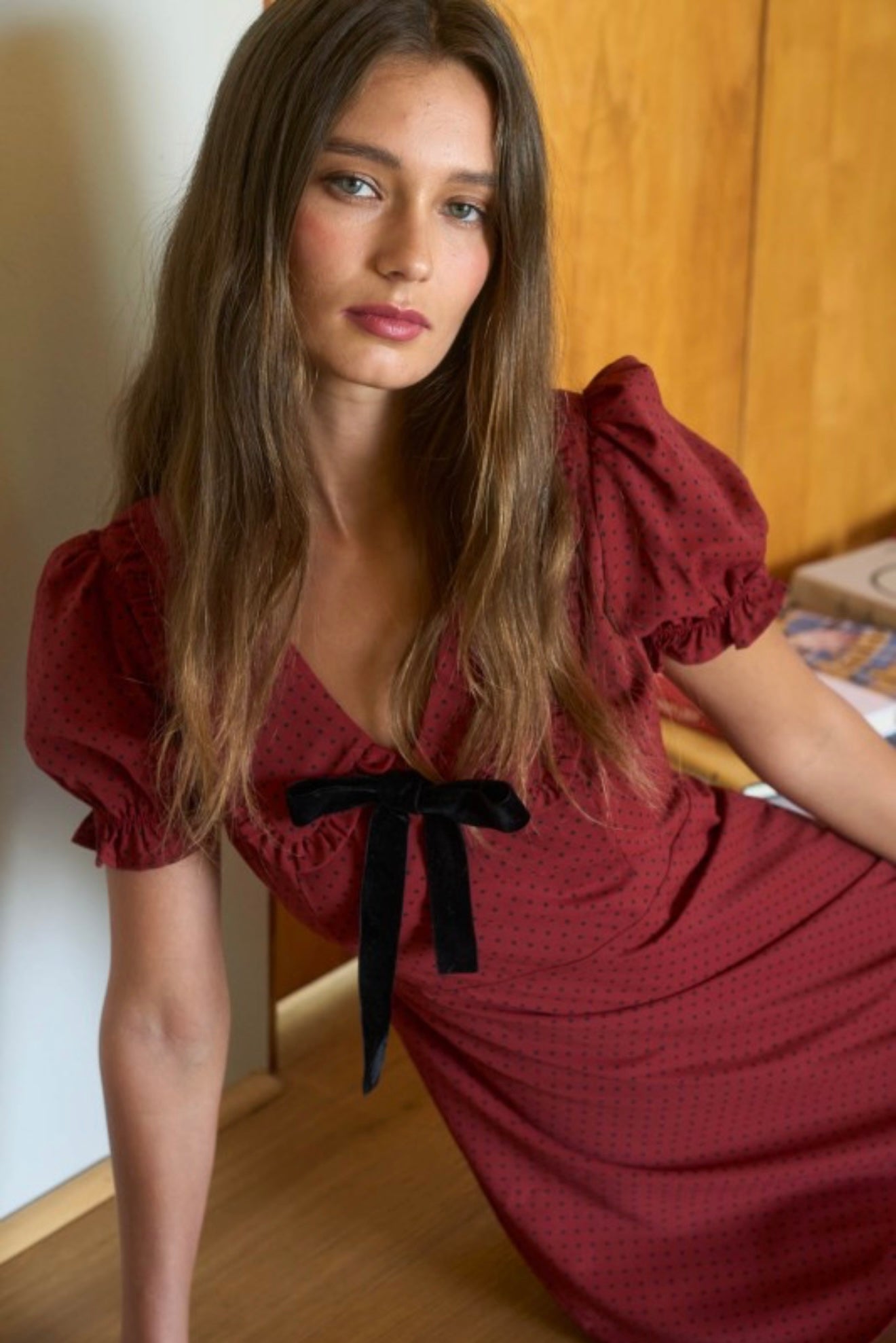 Allegra polka dot mini dress