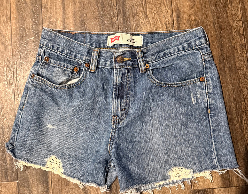 Mikey upcycled Levi's 550 shorts