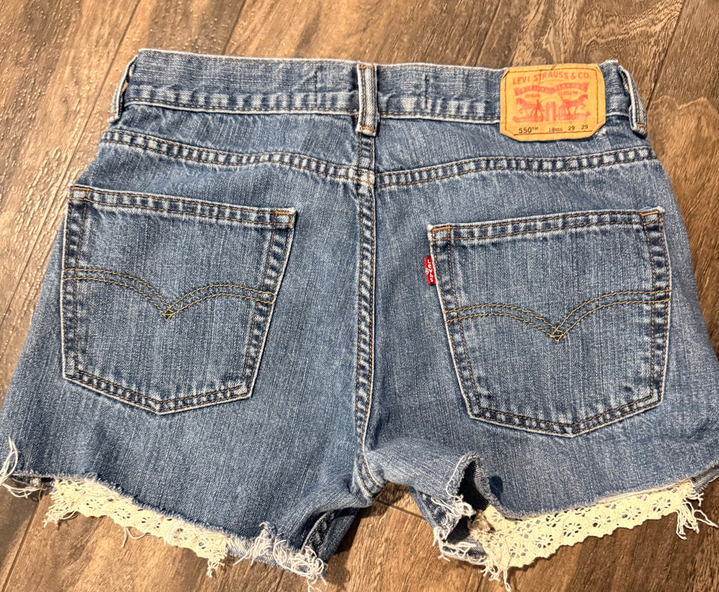 Mikey upcycled Levi's 550 shorts