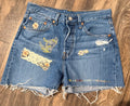 Larissa upcycled 501 S Levi's shorts