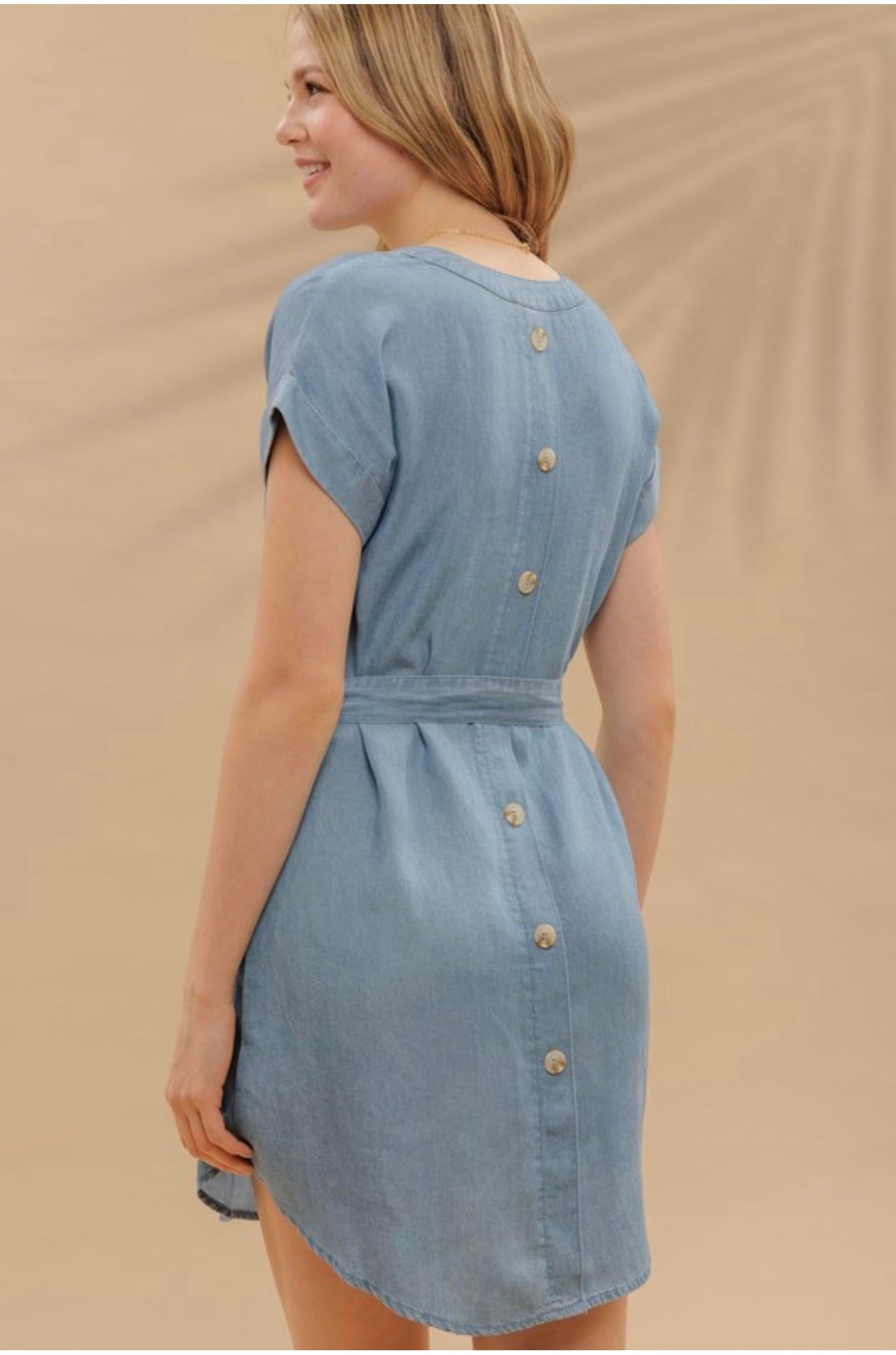 Emily chambray mini shirt dress