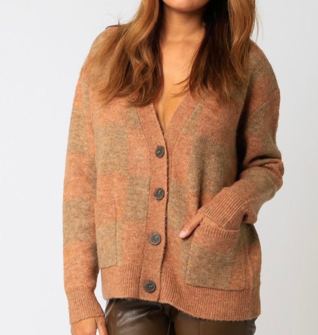 Danielle Checkered Grandpa Cardigan