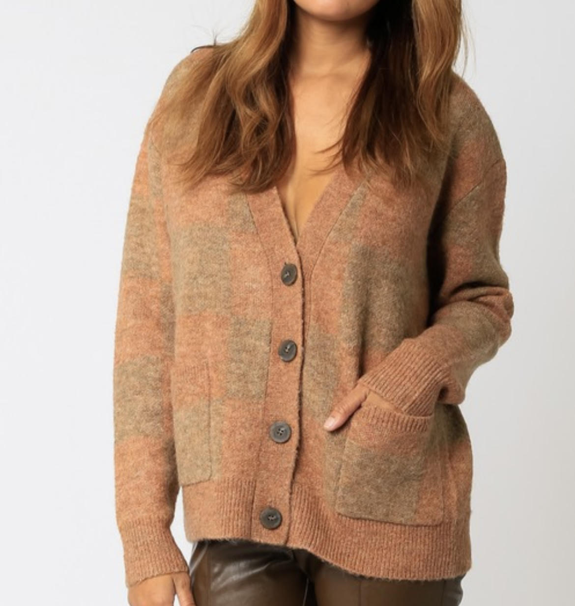 Danielle Checkered Grandpa Cardigan